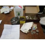 A quantity of British pennies, half crowns and brass thrupenny pieces mostly post 1947, a