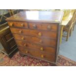 19th century string inlaid mahogany chest of six drawers, on bracket feet 109h x 98.5cm w