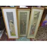 Framed and glazed Japanese woodblock prints to include Meiji reproduction of Katsukawa Shuncho, a