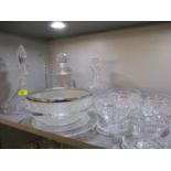 Three Star of Edinburgh crystal decanters and mixed glassware