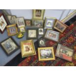 A quantity of framed and some glazed pictures and prints, mostly depicting Spaniels
