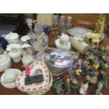 A mixed lot to include collectors' plates, decanters, Leonardo figures, Noritake tea service,