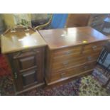 A late Victorian walnut chest of drawers 78cm h x 91.5cm w, and a Victorian walnut pot cupboard 90cm