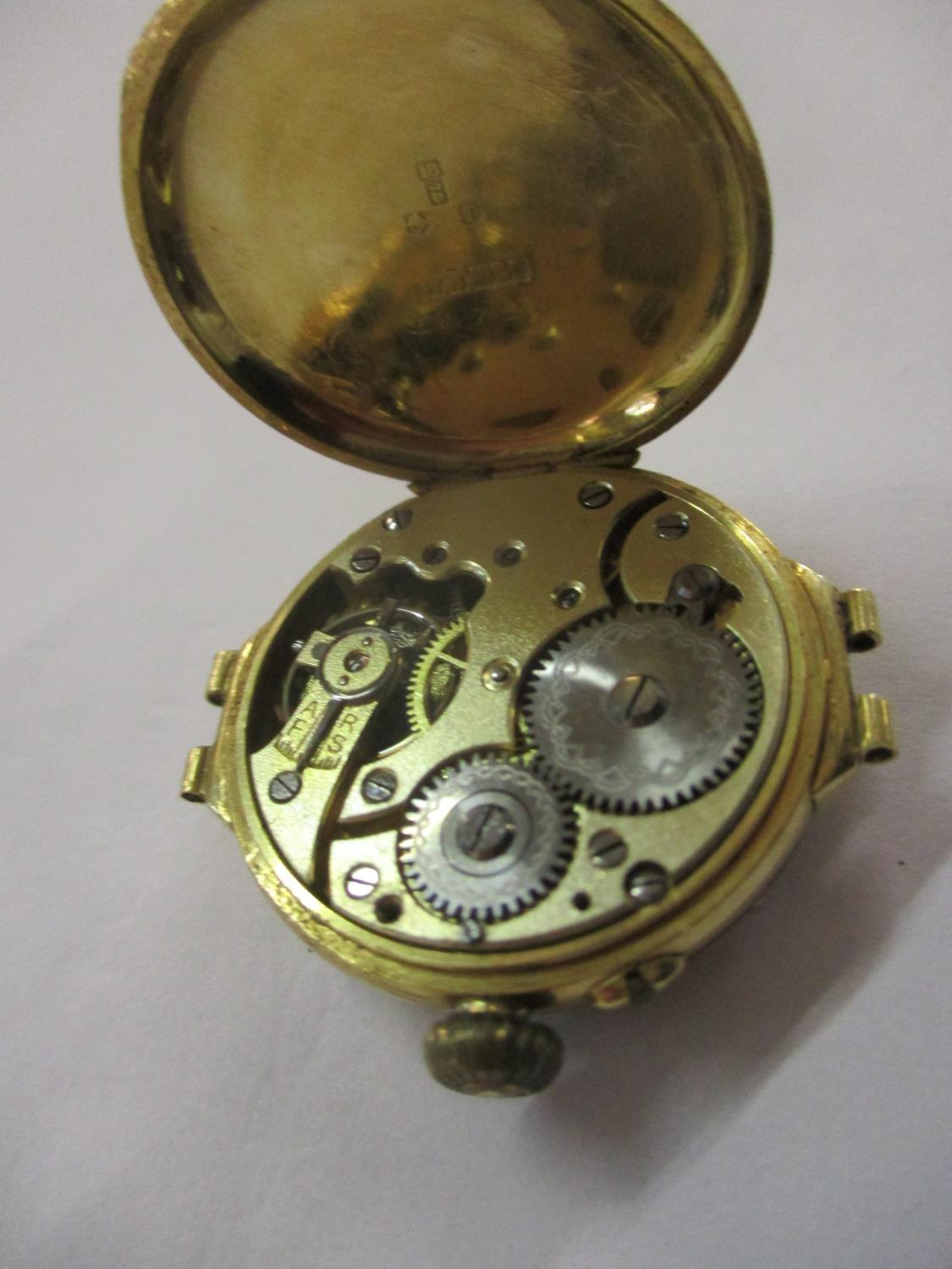 An early 20th century 18ct gold and seed pearl ladies watch, 17.3grams, deficient of strap - Image 3 of 3