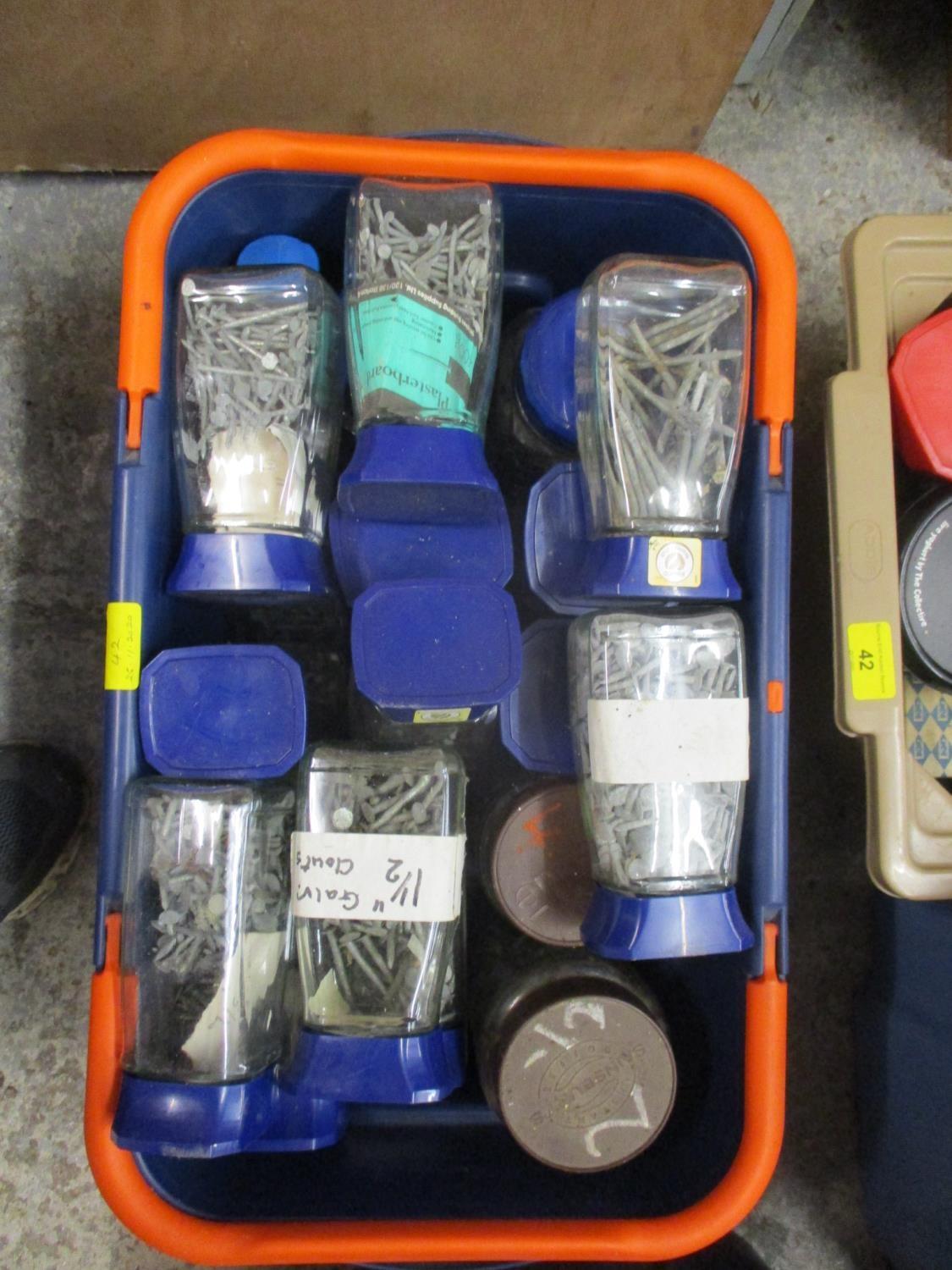 A large quantity of fixings and fasteners to include screws, felt nails etc (four crates) - Image 3 of 5