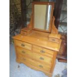 A late 19th/early 20th century satin walnut table having a swing mirror above drawers 156h x 108cm