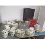 Ceramics and glassware to include Colclough Ivy pattern tea set, sets of glasses and other items