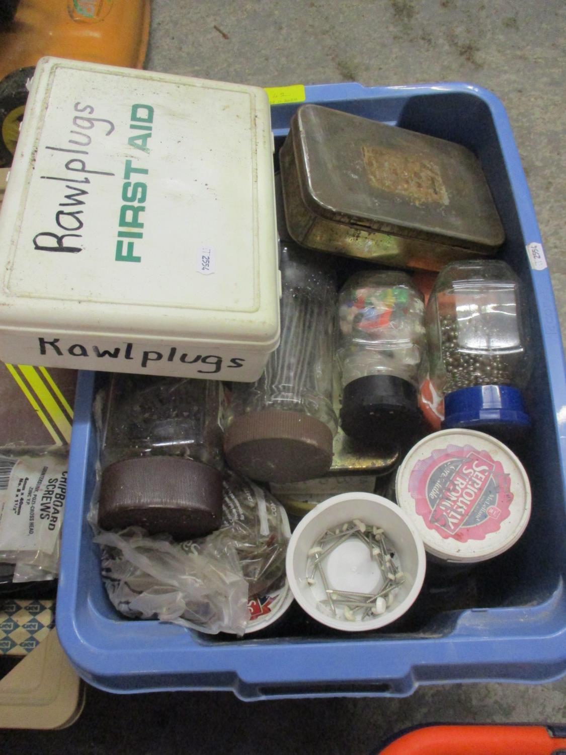 A large quantity of fixings and fasteners to include screws, felt nails etc (four crates) - Image 4 of 5