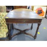 A Georgian plank constructed side table with single freize drawer, inlaid decoration to the sides,