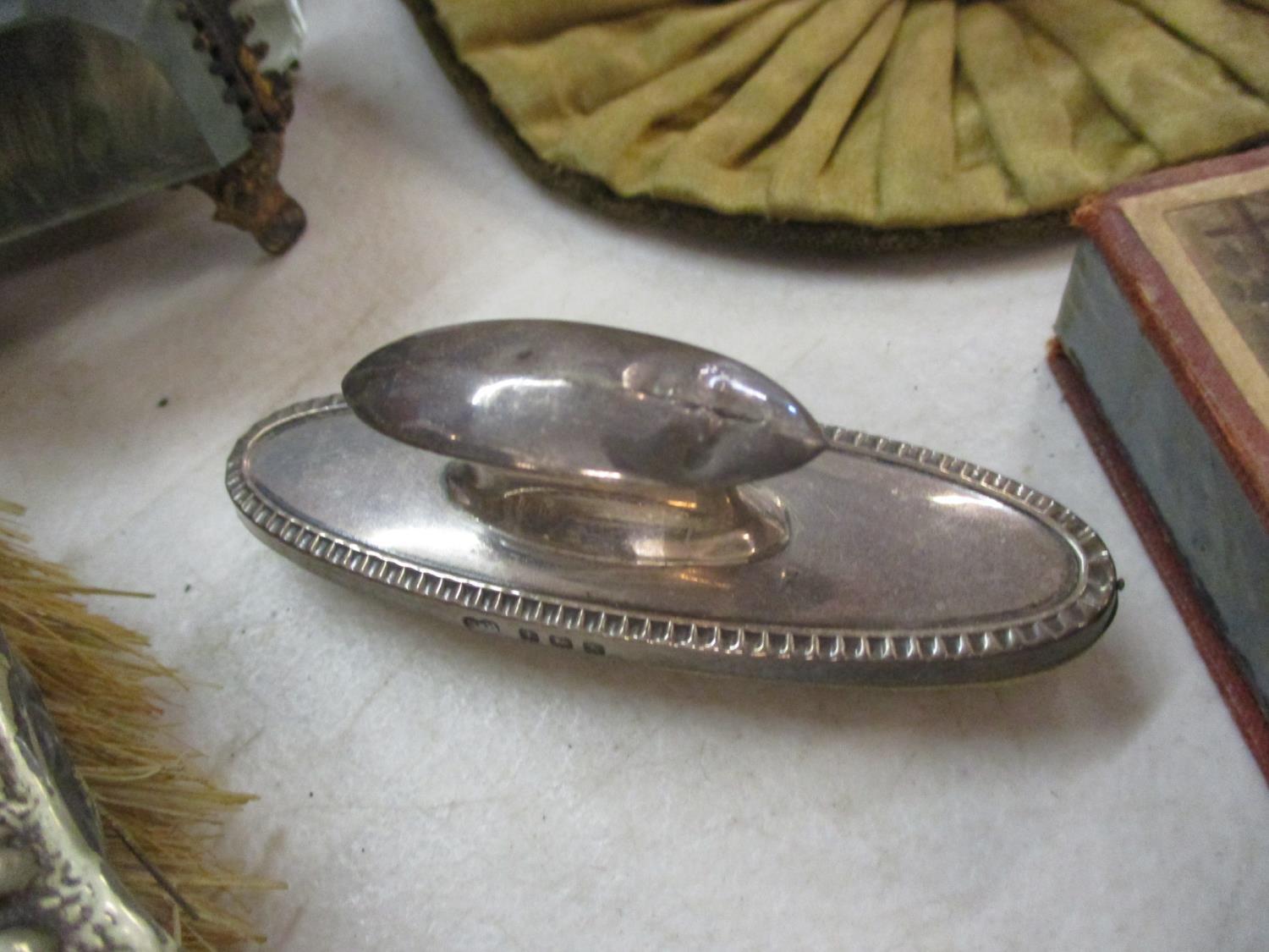 A sterling silver topped and cut-glass perfume bottle and another together with a small silver - Image 2 of 5