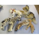 A selection of Steiff animals to include a collie dog, giraffe, zebra and others