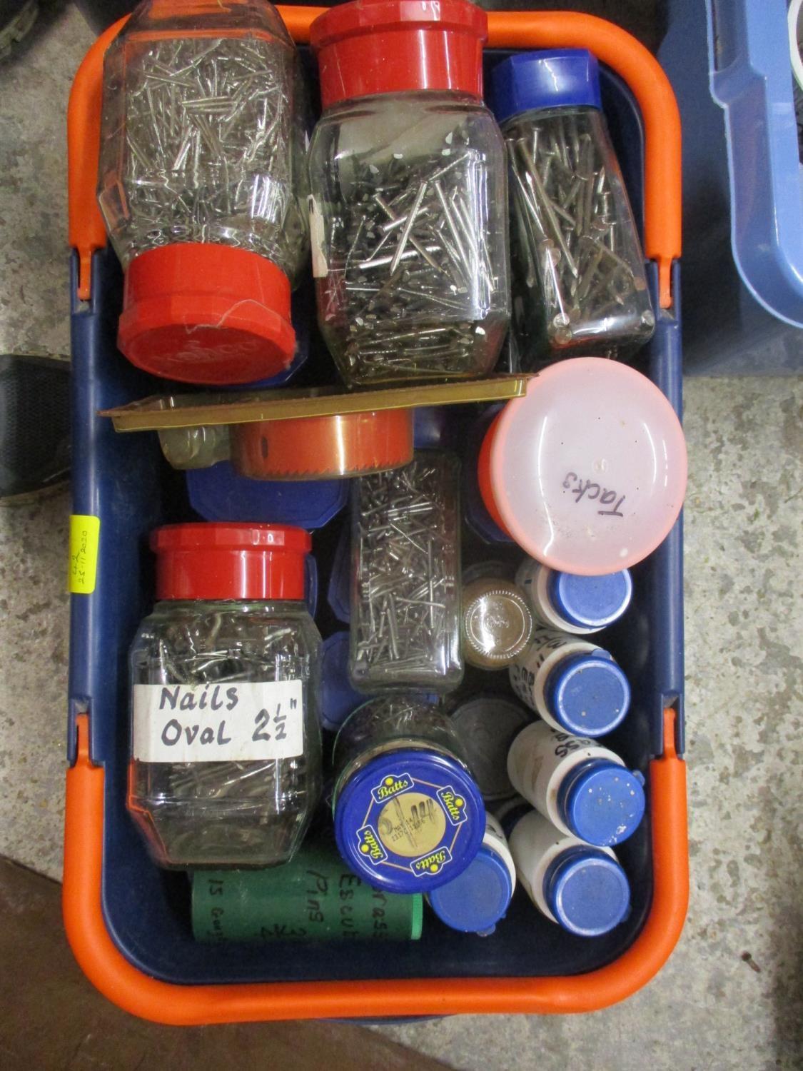 A large quantity of fixings and fasteners to include screws, felt nails etc (four crates) - Image 2 of 5