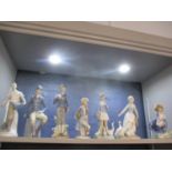 Five Lladro figures and two similar (Condition: One of the similar figures has a repair to the arm)