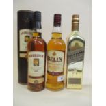 One bottle of Johnnie Walker Gold Label Reserve, 70cl, one bottle of Bells 70cl and one case of
