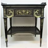 An Italian 19th century ivory inlaid ebony writing table, in the style of Ferdinando Pogliani, the