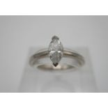A 0.44 ct marquise cut diamond solitaire ring, set in an 18ct white gold mount, clarity VS1,