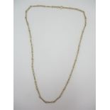 A long 9ct gold twisted oval link chain, with textured finish, 41 cm long, 32 g