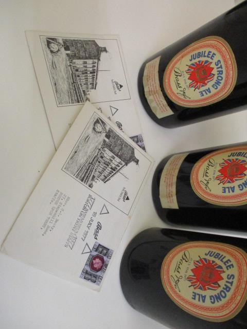 Three bottles of Bass Jubilee strong Ale dated July 15th 1977 to celebrate the Queen's Jubilee - Image 2 of 2