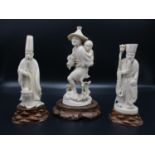 A collection of three Japanese late Meiji period okimono, to include two models of sages, one with