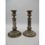 A pair of silver plated telescopic candlesticks by Matthew Boulton, in the Georgian style with