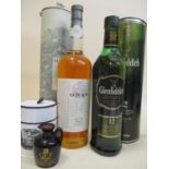 One bottle of cased Glenfiddich 12 year old Single Malt, 70cl, one bottle of cased Oban 1lt and