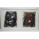 Meme Ferré (20th century) American 'Erratic' and 'Nobody', pair of abstract paintings, both signed