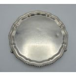 A George V silver salver by S Blanckensee & Son Ltd , Chester 1930, with gadrooned border, on