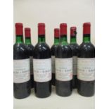 Eight bottles of Chateau Lynch Bages Pauillac 1973 (one foil damaged top)