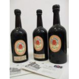 Three bottles of Bass Jubilee strong Ale dated July 15th 1977 to celebrate the Queen's Jubilee