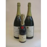 Two Magnum bottles of Bollinger Extra Quality very dry Champagne, 150cl and one half bottle of