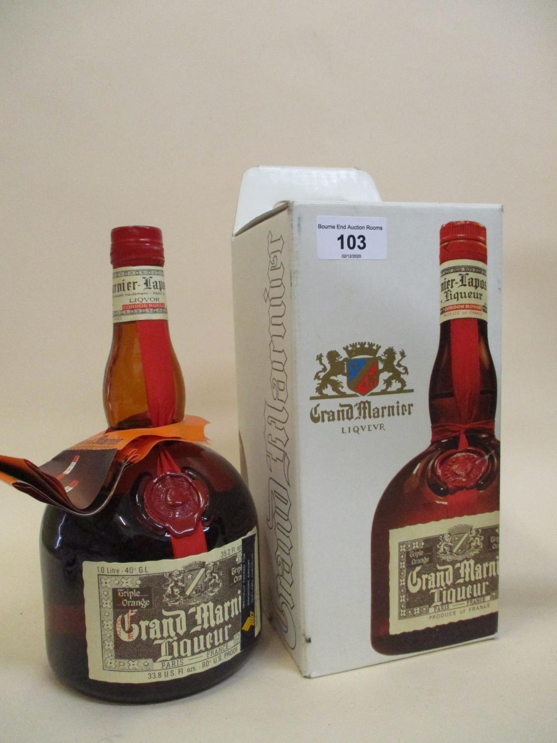 One boxed bottle of Grand Marnier Liqueur, 1 litre and one boxed Grand Marnier, 70cl