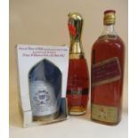 One bottle of Jim Beam Pin-Bottle and One bottle of Johnnie Walker Red Label Old Scotch Whisky, 40