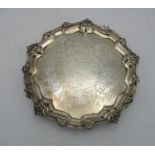 A small Victorian silver waiter by George Frederick Pinnell, London 1846, with pie crust border, the