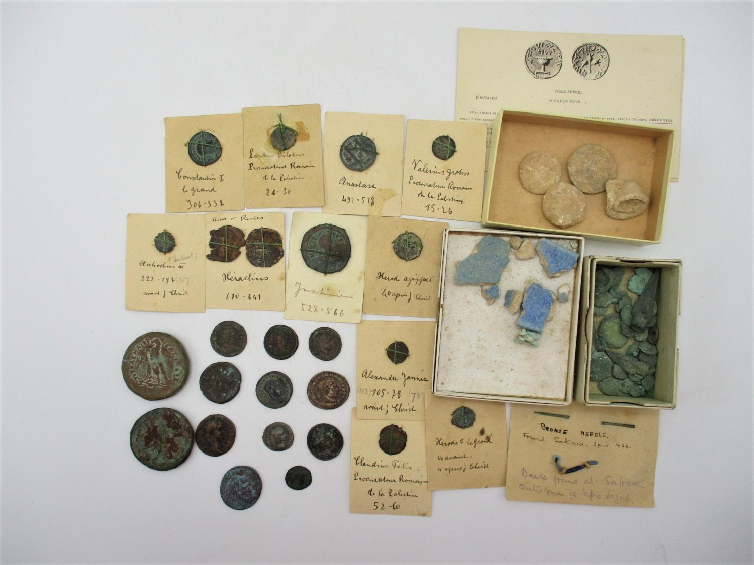 A collection of ancient Roman and Greek coins, of various dates and denominations, to include very