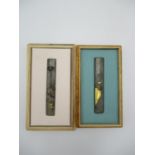 Two 18th century Japanese shibuishi kozuka attributed to Ichinomiya Nagatsune (1719-1786), with