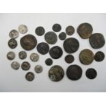 A collection of mixed Roman coins, comprising silver Denarius coins for Emperors Antonius Pius,