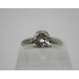 A diamond solitaire ring, set in silver, 0.65 carat, size S