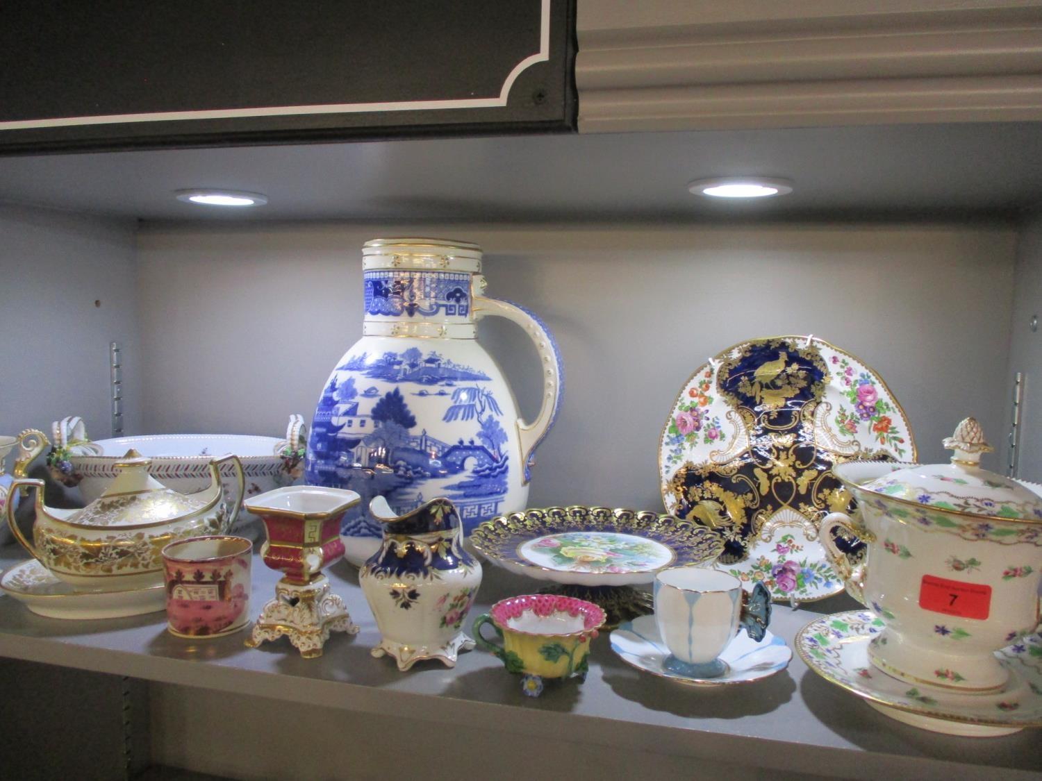 A selection of early 19th century Victorian and later ceramics to include a twin handled serving