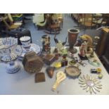 A miscellaneous lot to include a squeeze box, a small table top wooden jardinière, 27cm h and a