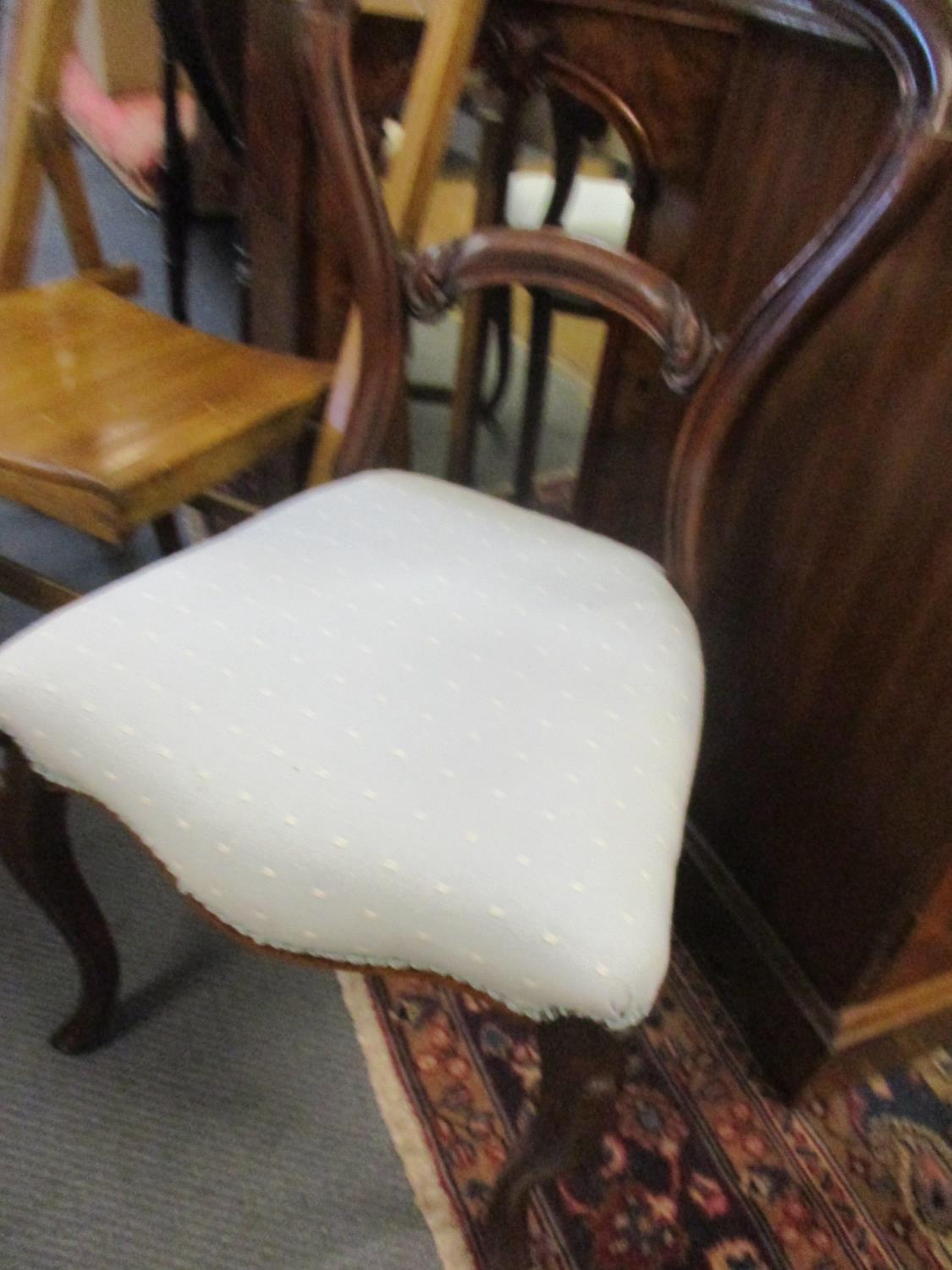 Two Edwardian chairs, one folding, together with a 1950's beech folding chair and a Victorian kidney - Image 3 of 4