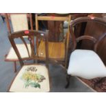 Two Edwardian chairs, one folding, together with a 1950's beech folding chair and a Victorian kidney