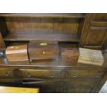 Four 19th century and later boxes to include a Regency rosewood tea caddy