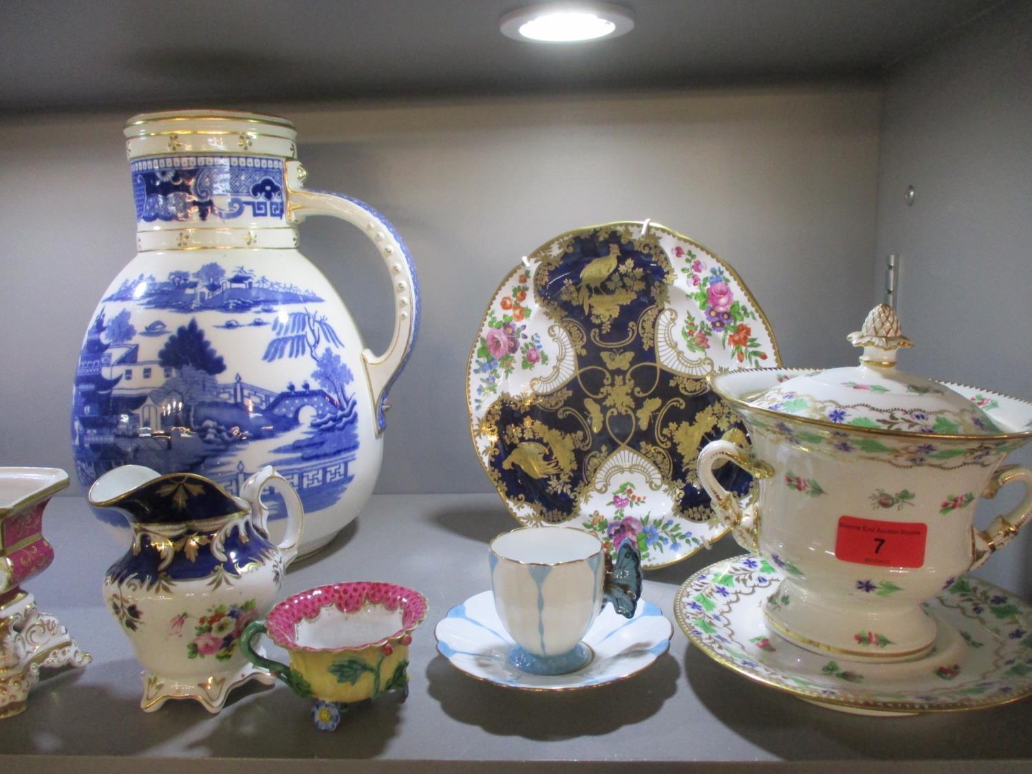 A selection of early 19th century Victorian and later ceramics to include a twin handled serving - Image 2 of 8