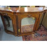 A Victorian walnut credenza with three mirrored doors 82 x 148 x 40cm