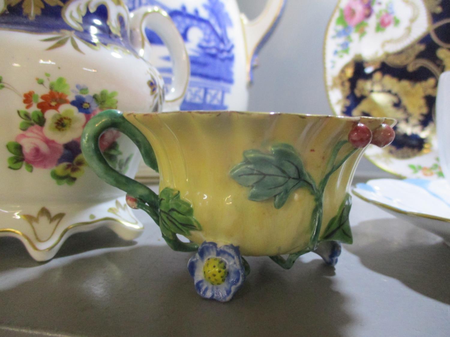 A selection of early 19th century Victorian and later ceramics to include a twin handled serving - Image 4 of 8