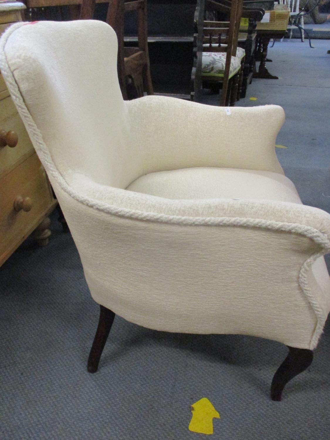 A cream upholstered arm chair with front cabriole legs - Image 2 of 2
