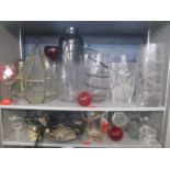A mixed lot of glassware to include a pair of paperweights, large bell formed jar and other