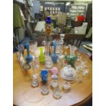A selection of Victorian and later art and table glass to include a Victorian engraved water goblet,