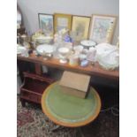 Decorative and domestic ceramics, glassware and other items to include silver plate, decanters,