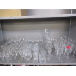 Late 20th century domestic glass to include cut glass wine pedestal glasses and glass vases